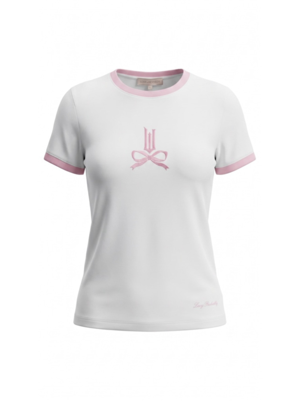LoveShackFancy Wicked Wizard White Tee with Light Pink Embroidery